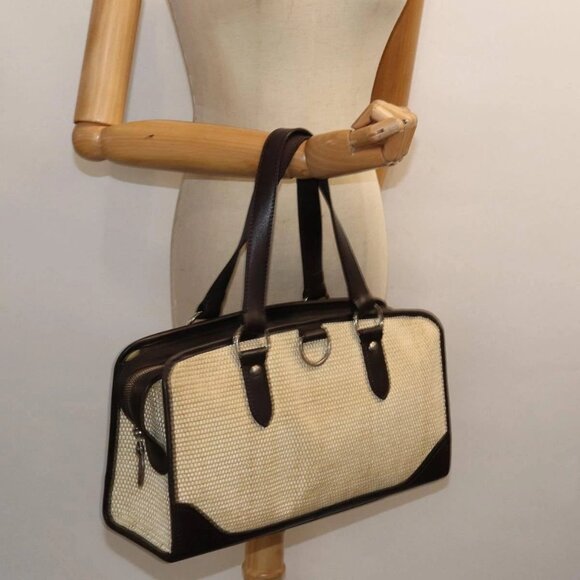 BURBERRY Tote Bag Straw Beige Auth - Picture 1 of 16